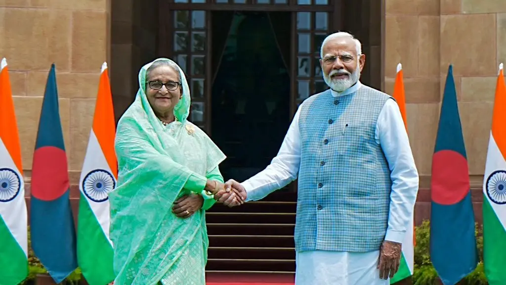 PM Narendra Modi with his Bangladesh counterpart Sheikh Hasina