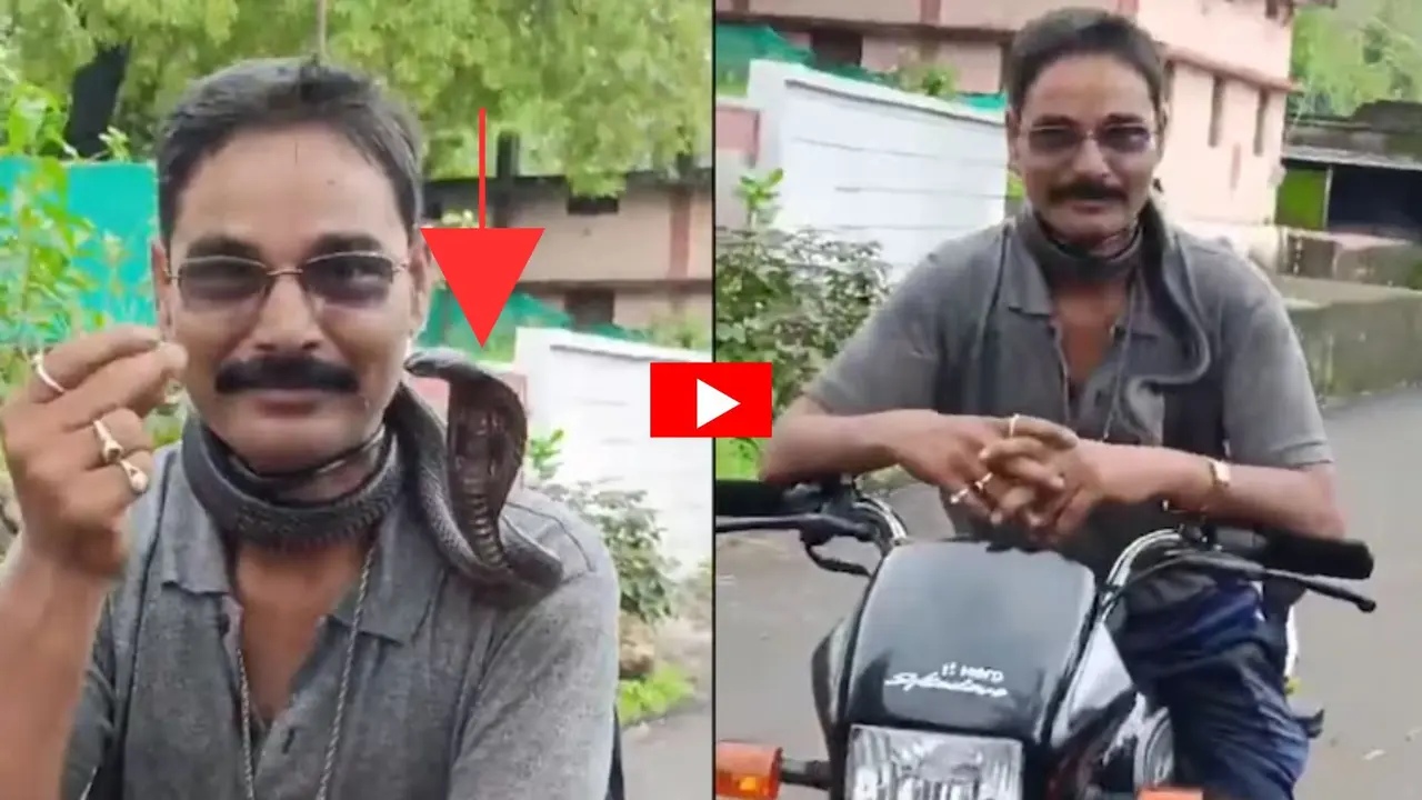 guna Snake Catcher Deepak Mahavar rides bike cobra wrapped around neck, dies snakebite video