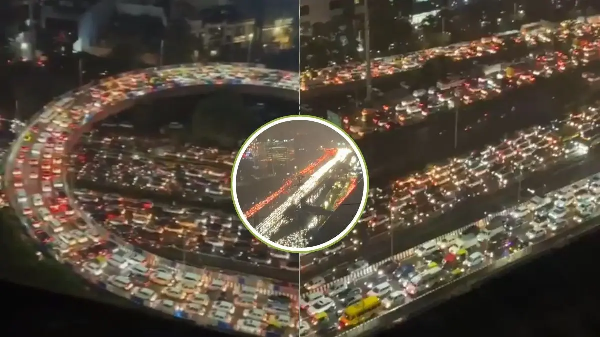 Gurugram Traffic Jam Stretches 7-8 Km: Viral Videos Show Cars Crawling Bumper-To-Bumper On Delhi-Jaipur Highway