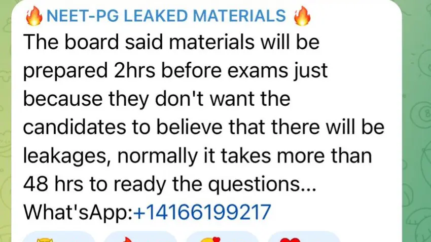 'NEET-PG 2024 Papers Up For Sale For Rs 70K;' Various Telegram Posts Claiming Paper Leak Go Viral NEET-PG Paper Leak Claims Go Viral