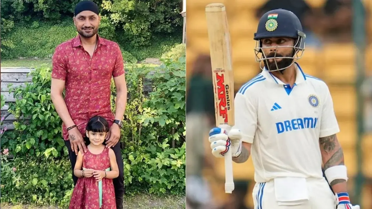 Harbhajan Singh With Daughter Hinaya (L)/ Virat Kohli (R)