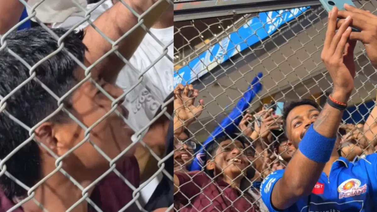 IPL 2025: Hardik Pandya Obliges Young Fan's Selfie Request As He Struggles To Get Glimpse Of Mumbai Indians Captain Hardik Pandya clicks selfie with a young fan