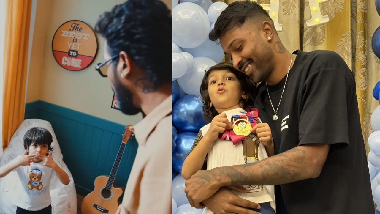 Hardik with son Agastya