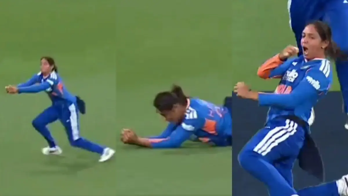 WATCH | Harmanpreet Kaur Pulls Off Spectacular Diving Catch to Dismiss Ellyse Perry in 1st W-T20I vs Australia Harmanpreet Kaur Makes A Diving Catch