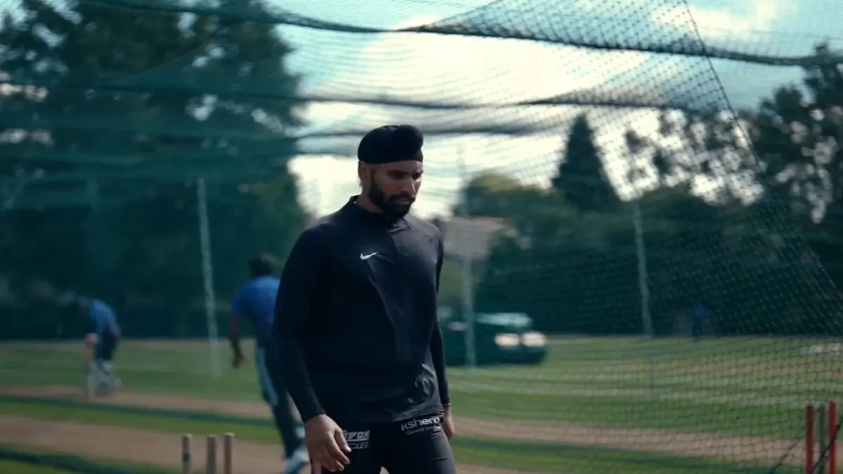 Harpreet Brar in India's practice session