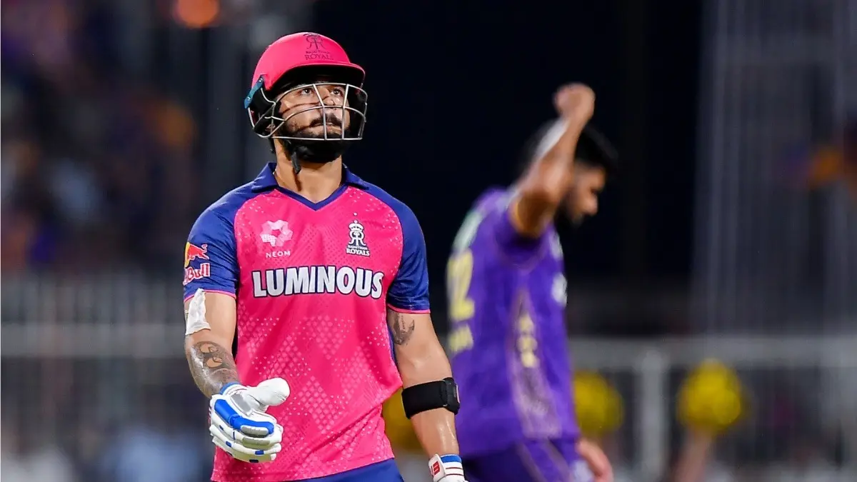 Harshit Rana dismisses Riyan Parag during KKR vs RR clash