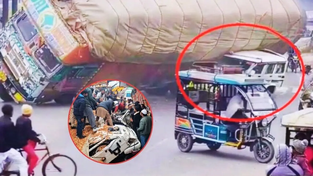 Hay-Laden Truck Overturns on Nainital Road, Bolero Driver Crushed to Death | Shocking CCTV Video