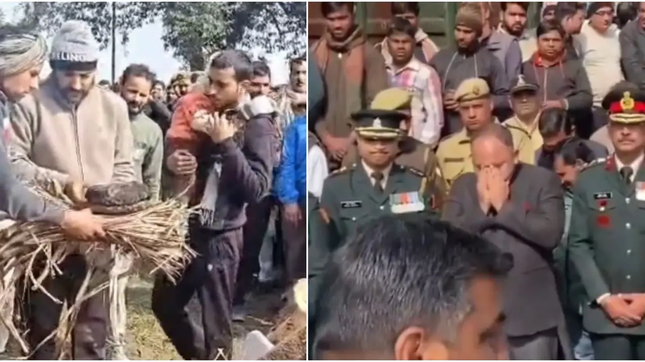 Heart-Wrenching Video From Hapur Soldier's Last Rites Shows 1-Year-Old Son Lighting Funeral Pyre