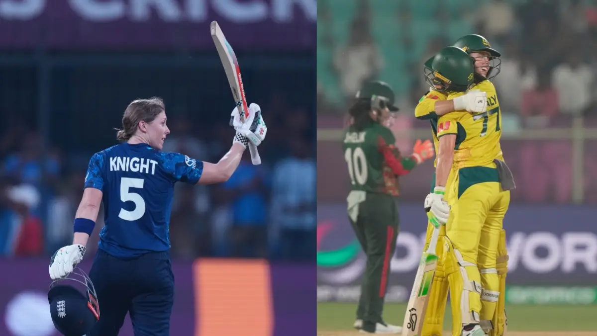 Heather Knight, Phoebe Litchfield and Alyssa Healy