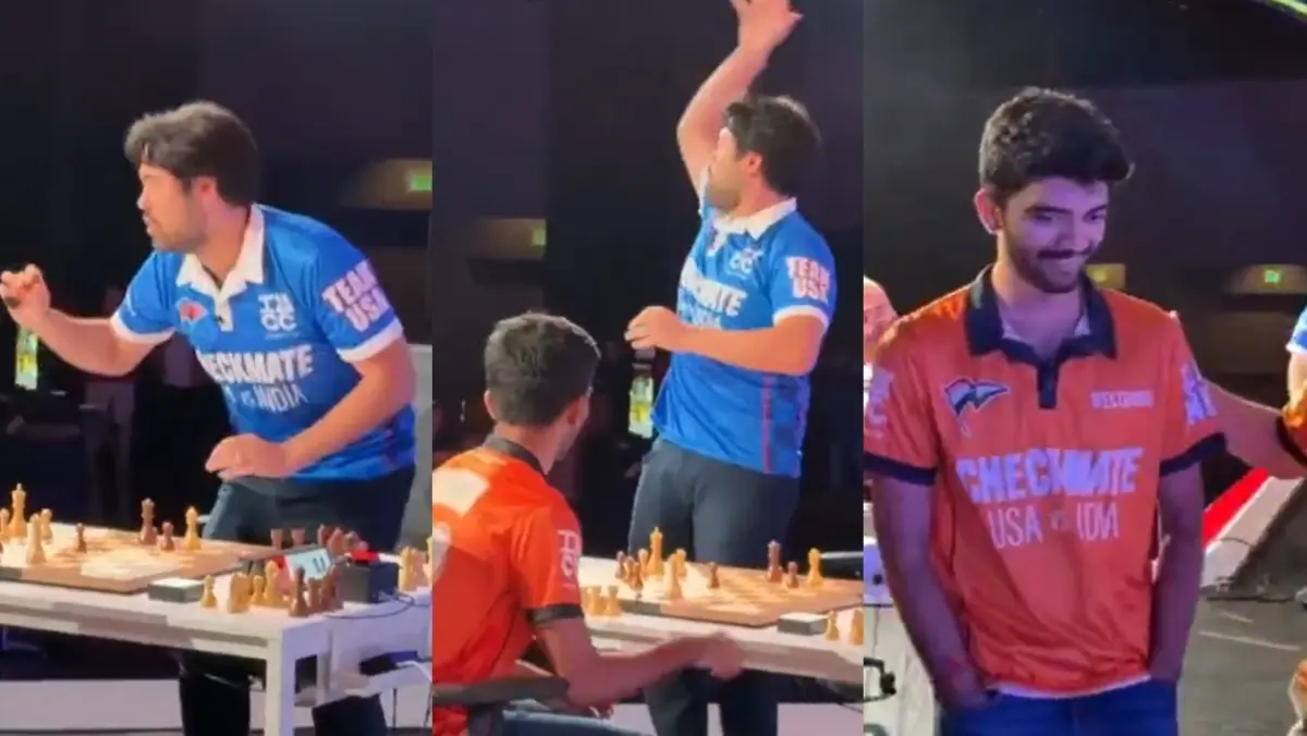 Hikaru Nakamura throws D Gukesh's king into the crowd