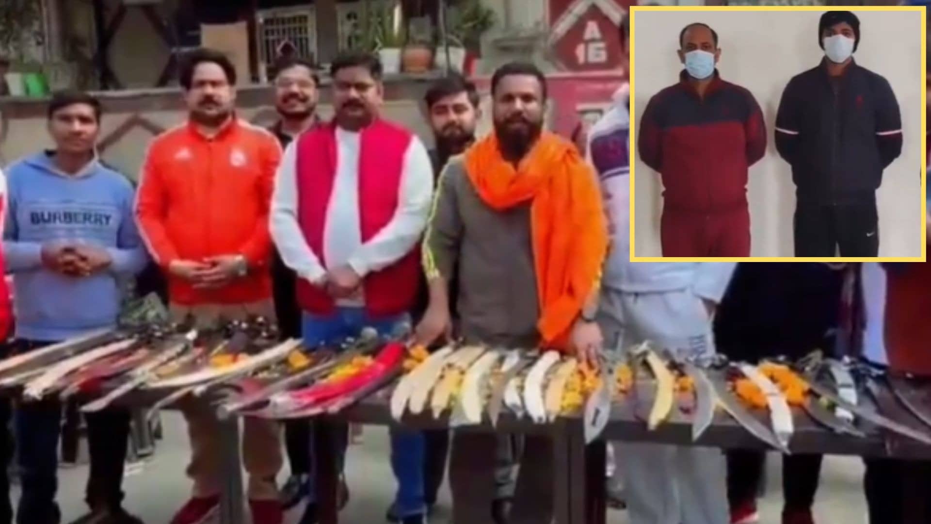 hindu raksha dal chief pinky choudhary along with his son harsh arrested in sword distribution ghaziabad
