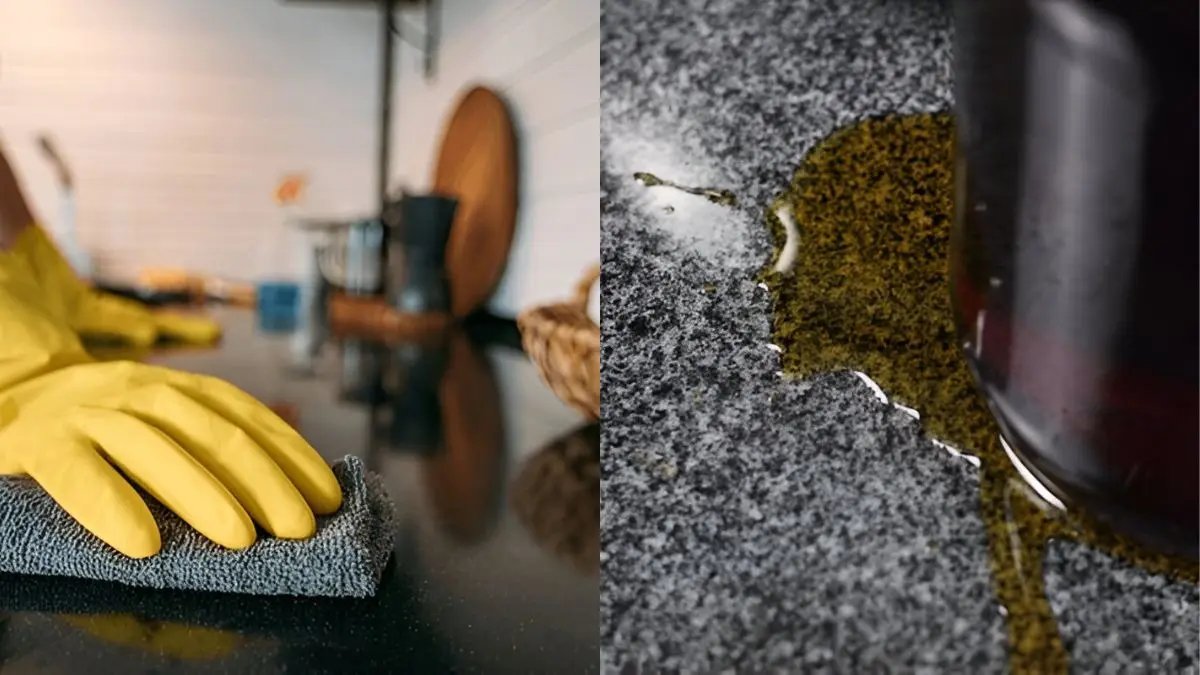 homemade cleaner to clean oil stain from dirty kitchen slab using lemon and bakind soda at home rasoi ko saaf kaise rakhen