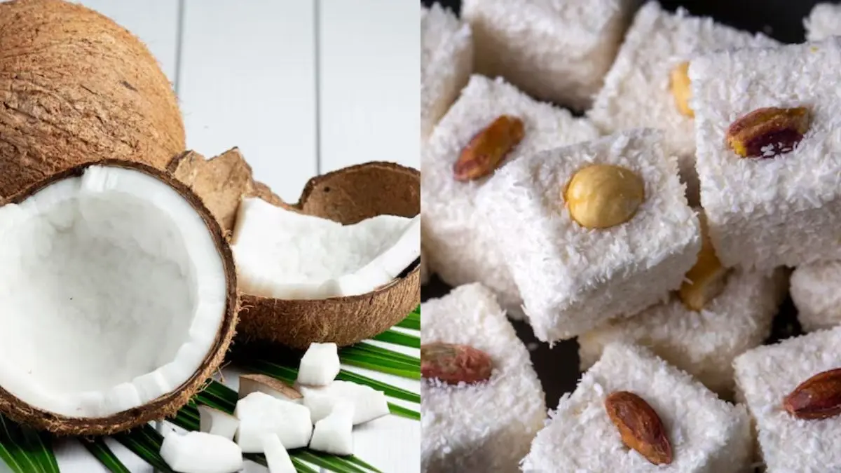 how to make coconut burfi at home easy recipe nariyal ki barfi kaise banaen