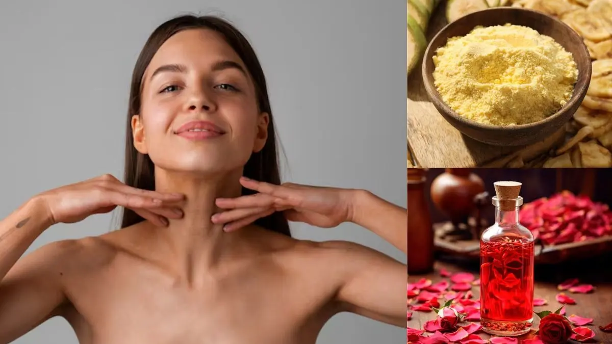how to remove tanning from dark black neck using gram flour and rose water besan aur gulab jal ko lagane ke fayde