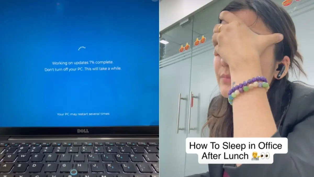 VIRAL VIDEO : ऑफिस में काम करते समय आ जाती है झपकी और बॉस होते हैं गुस्सा? तो आजमाएं ये ट्रिक how to sleep at work after lunch in office easy trick viral video