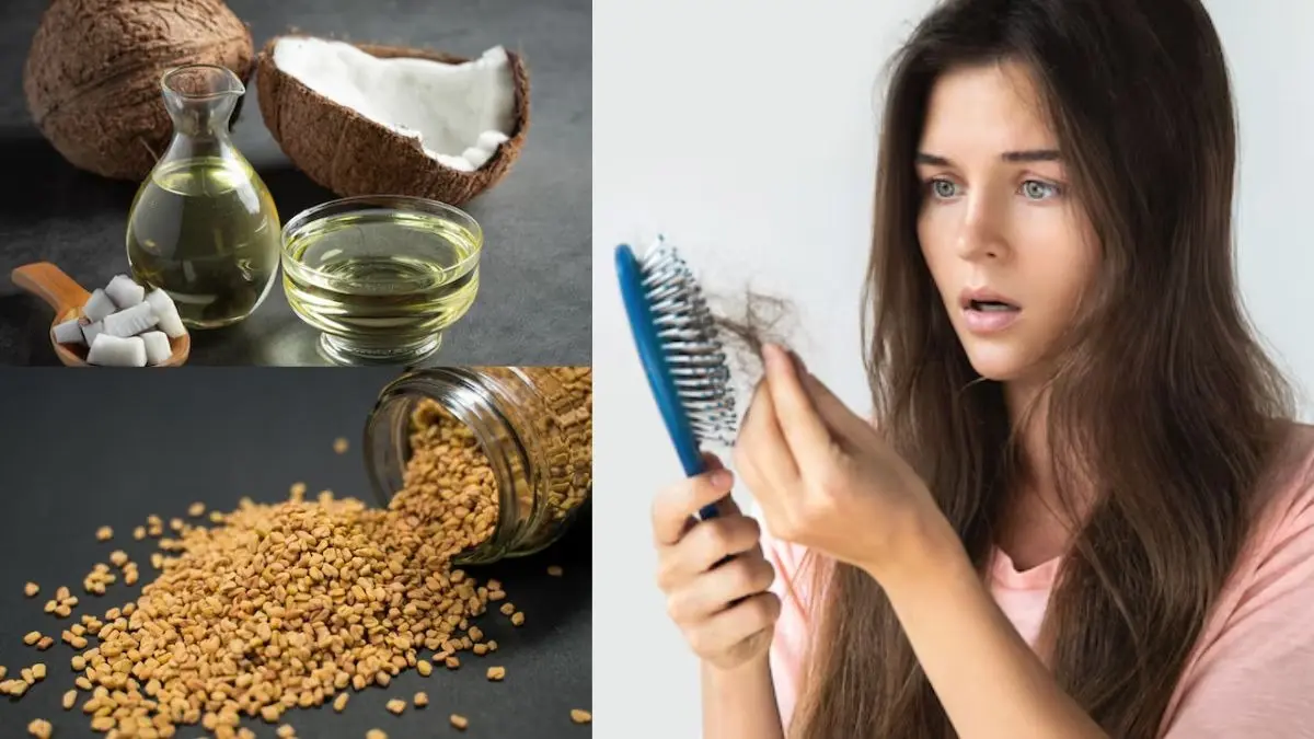 how to stop hair fall using coconut oil and fenugreek seeds on scalp lambe balon ke upay nariyal tel aur methi dana ko balo mei lagane ke fayde