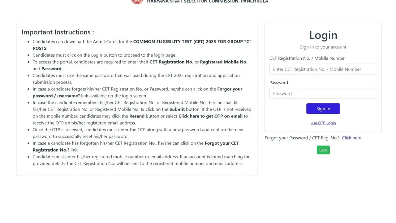 HSSC CET Admit Card 2025 Out at hryssc.in, Direct Link to Download HSSC CET Admit Card 2025 Out