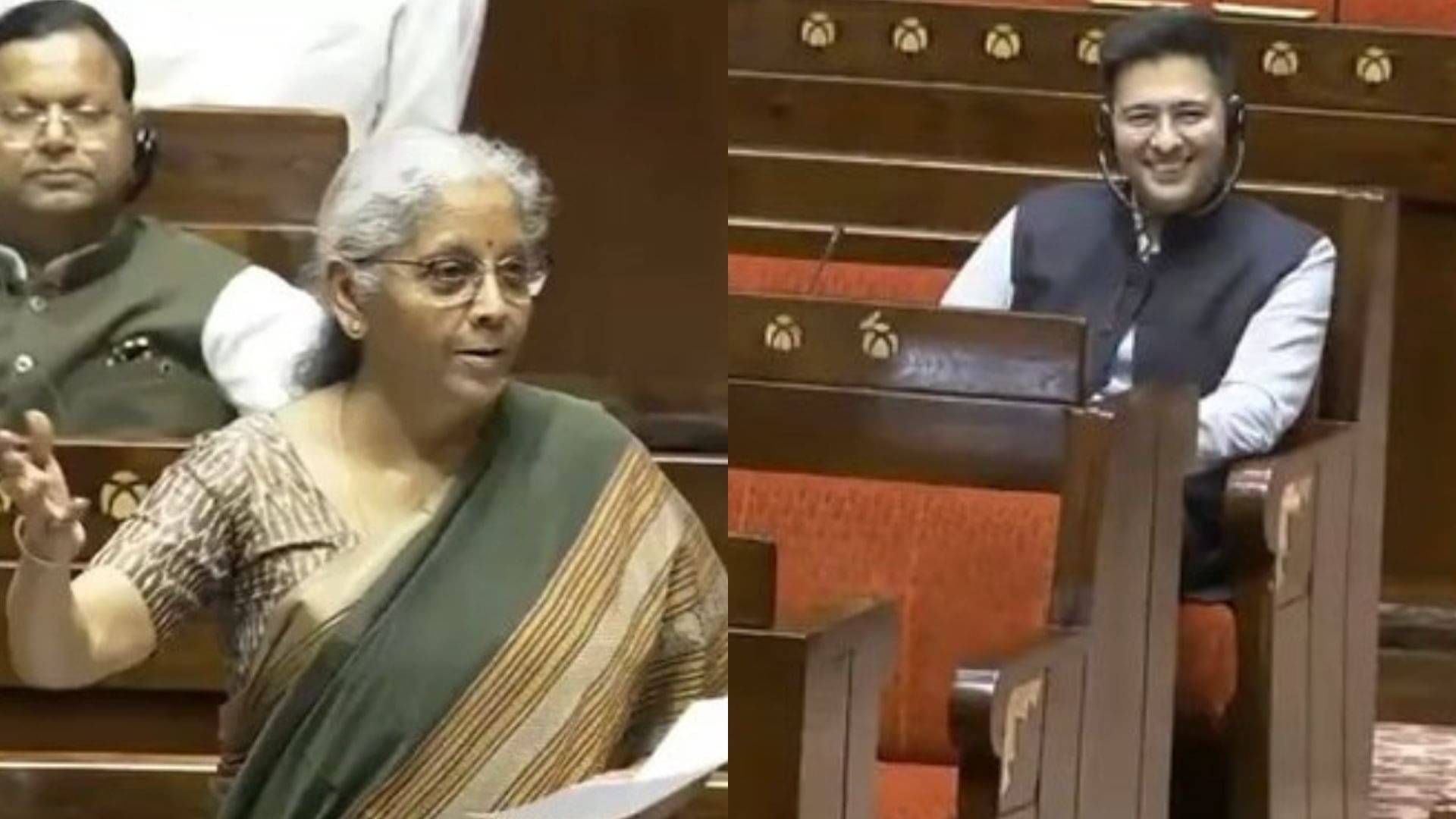 ‘I am Amused’: Nirmala Sitharaman Taunts Raghav Chadha Over 'No Fan, No Chair, No Door' Remark on Rural Banks | WATCH
