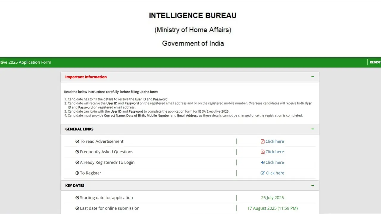 IB Security Assistant Recruitment 2025: Registration Begins at mha.gov.in for 4987 Posts, Know How to Apply IB Security Assistant Recruitment 2025: Registration Begins