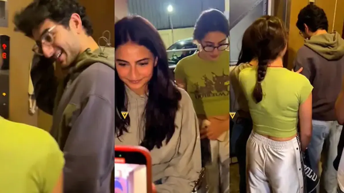 Ibrahim Ali Khan and Palak Tiwari with sara ali khan on movie night