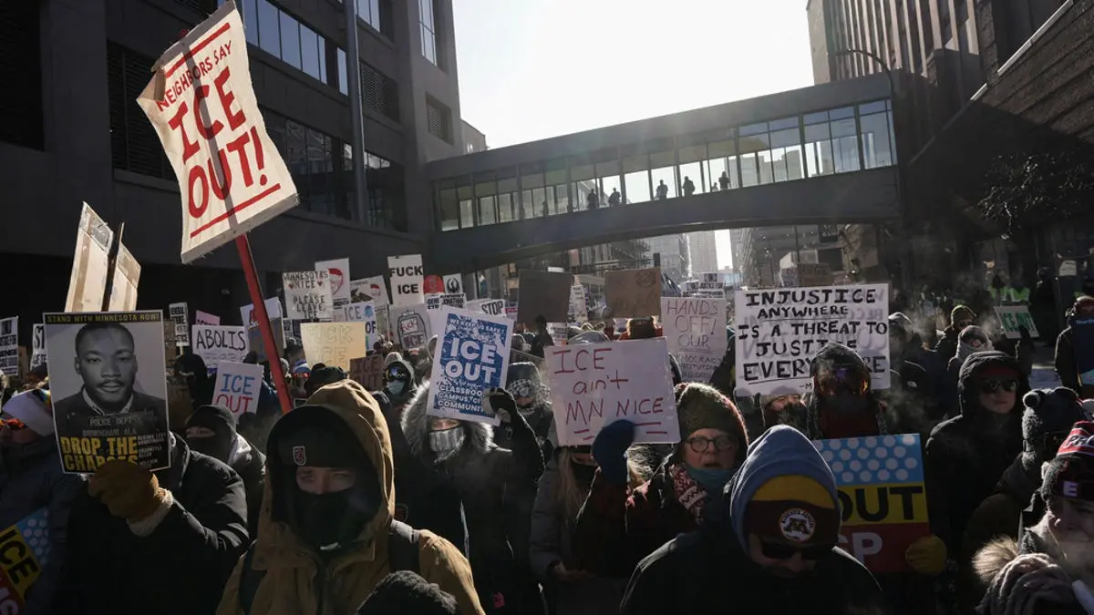 'ICE OUT': Thousands Rally Against ICE in Minneapolis Despite Cold and Business Shutdowns