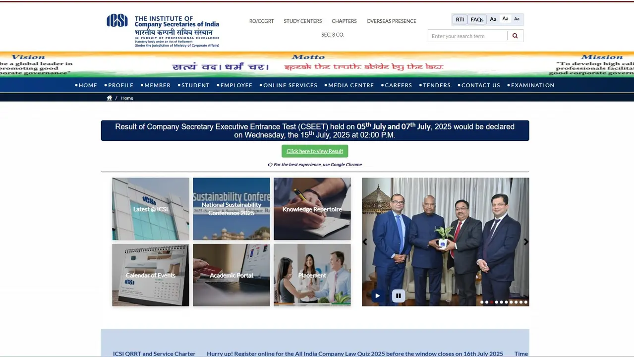 ICSI CSEET Result 2025 for July Exams at icsi.edu, Know How to Download Scorecard