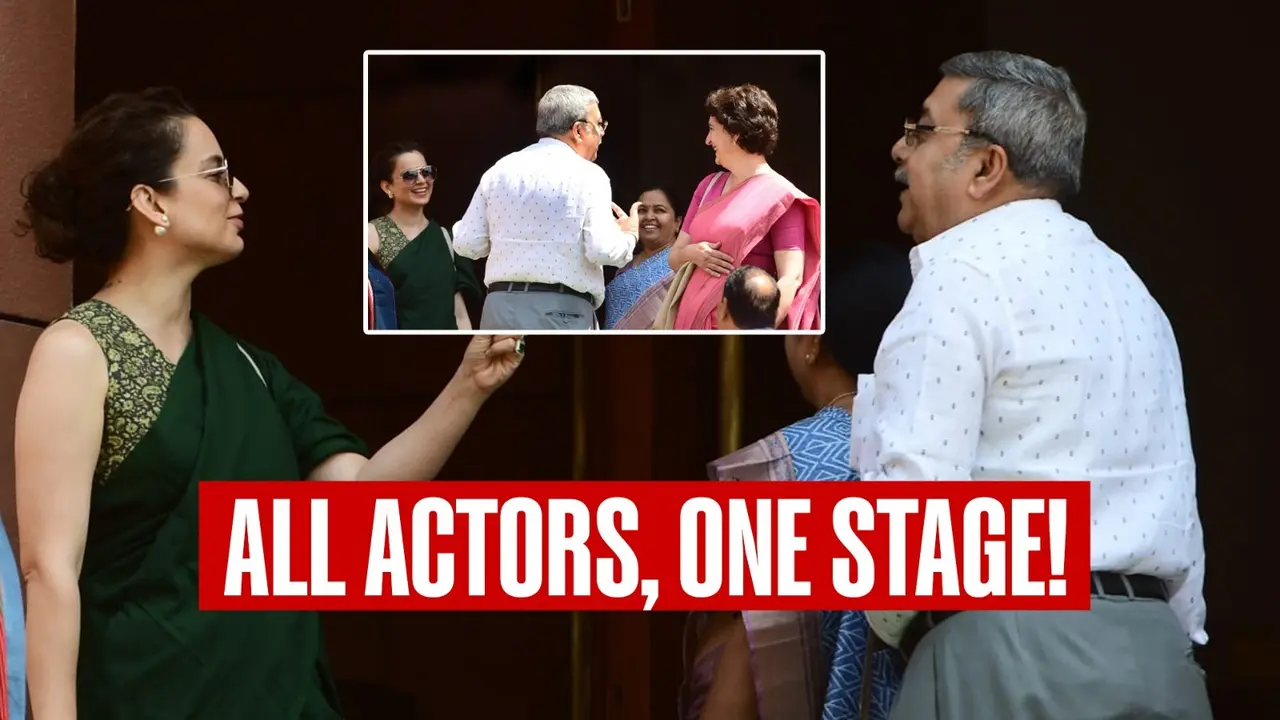 In one of the pictures, Kangana Ranaut is seen engaged in a conversation with TMC MP Kalyan Banerjee, gesturing while speaking.