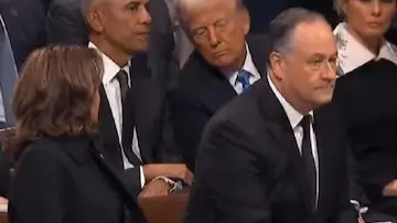 In the video, Trump, seated beside Obama, was seen engaging in friendly dialogue before the program began.