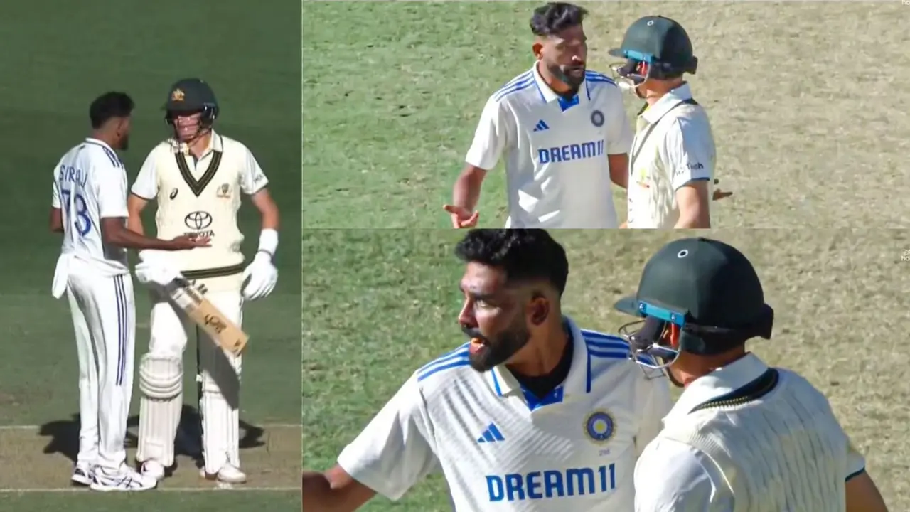 ind v aus mohammad siraj clash with australian player marnus labuschagne in perth test