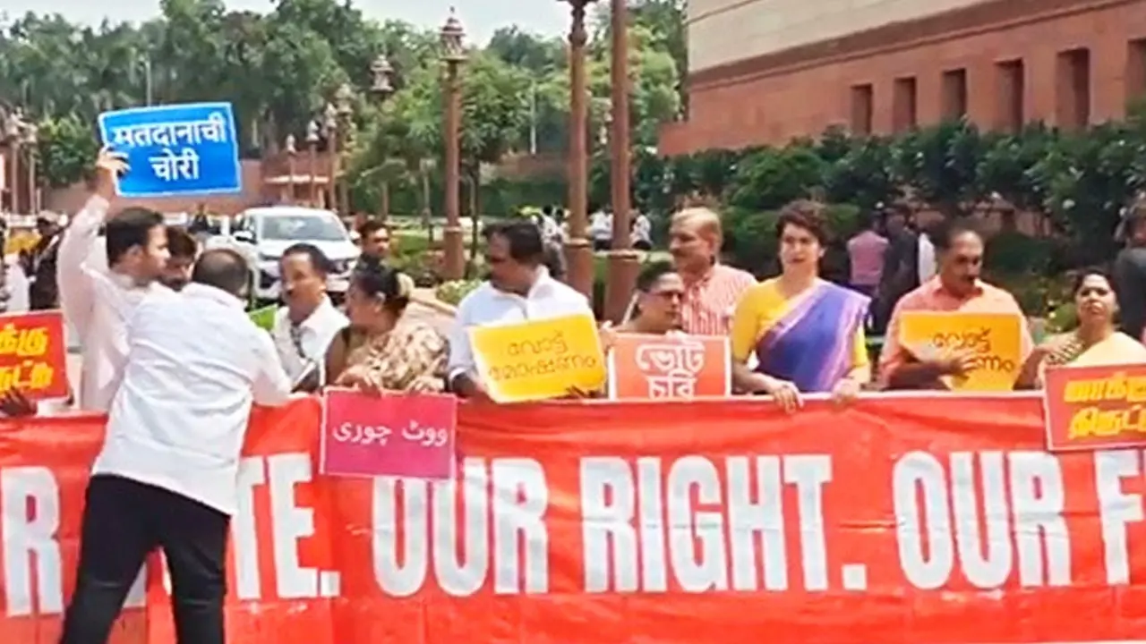 INDIA Block protest march in Delhi