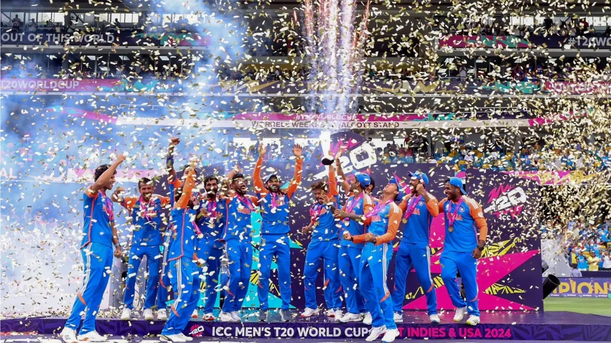 India celebrating after winning T20 World Cup 2024