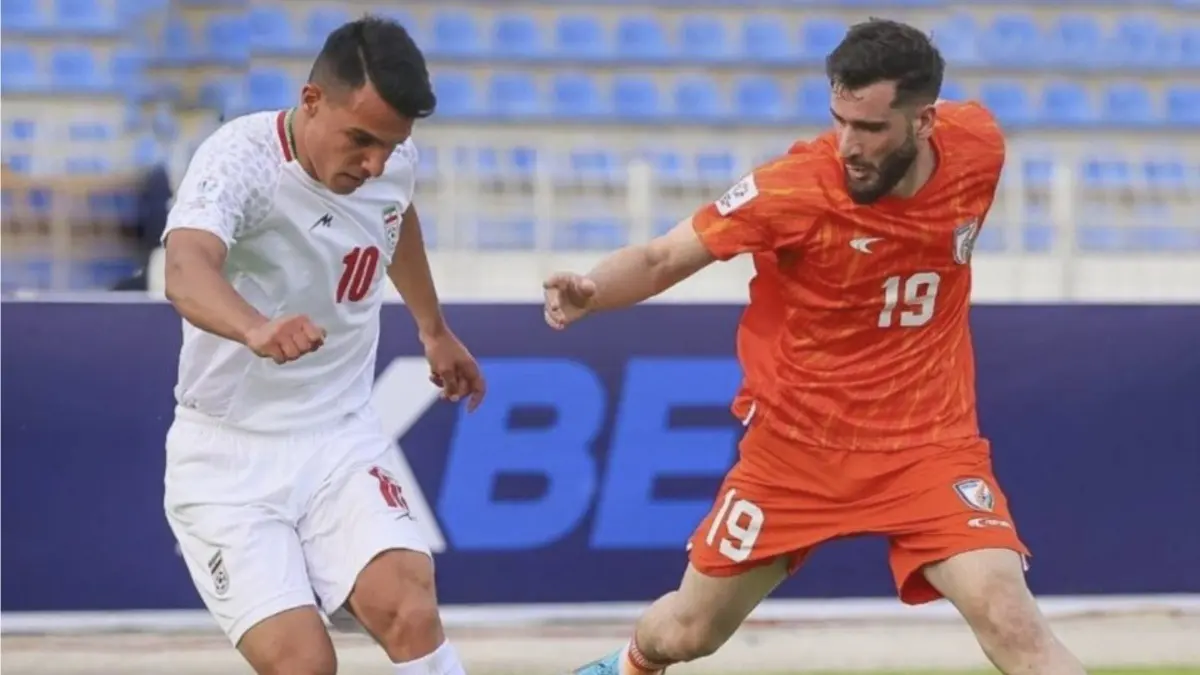 CAFA Nations Cup 2025: Despite Valiant Effort, India Fall Short Against Iran, Concede 3-0 Defeat In Group B Fixture India's Danish Farooq in action against Iran
