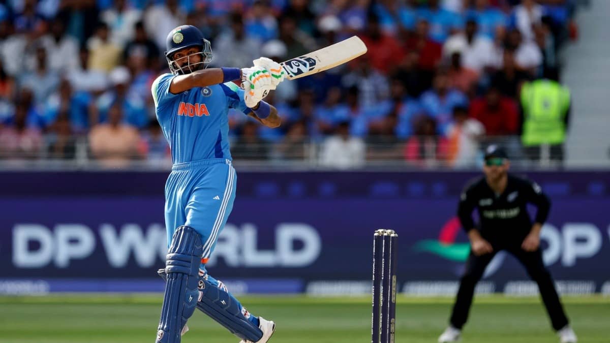 India's Hardik Pandya plays a shot in the ICC Champions Trophy 2025