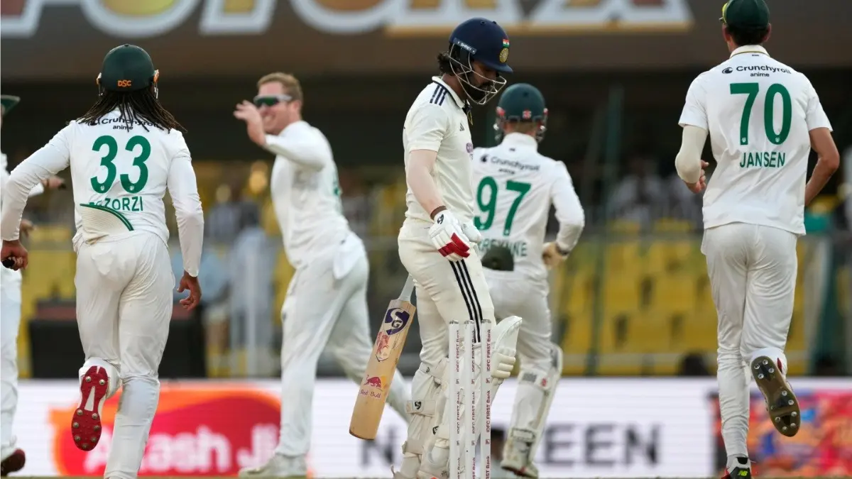 India In Precarious Position Following Early Collapse While Chasing 549 In Guwahati Test India's KL Rahul walks off the field against South Africa in Guwahati Test