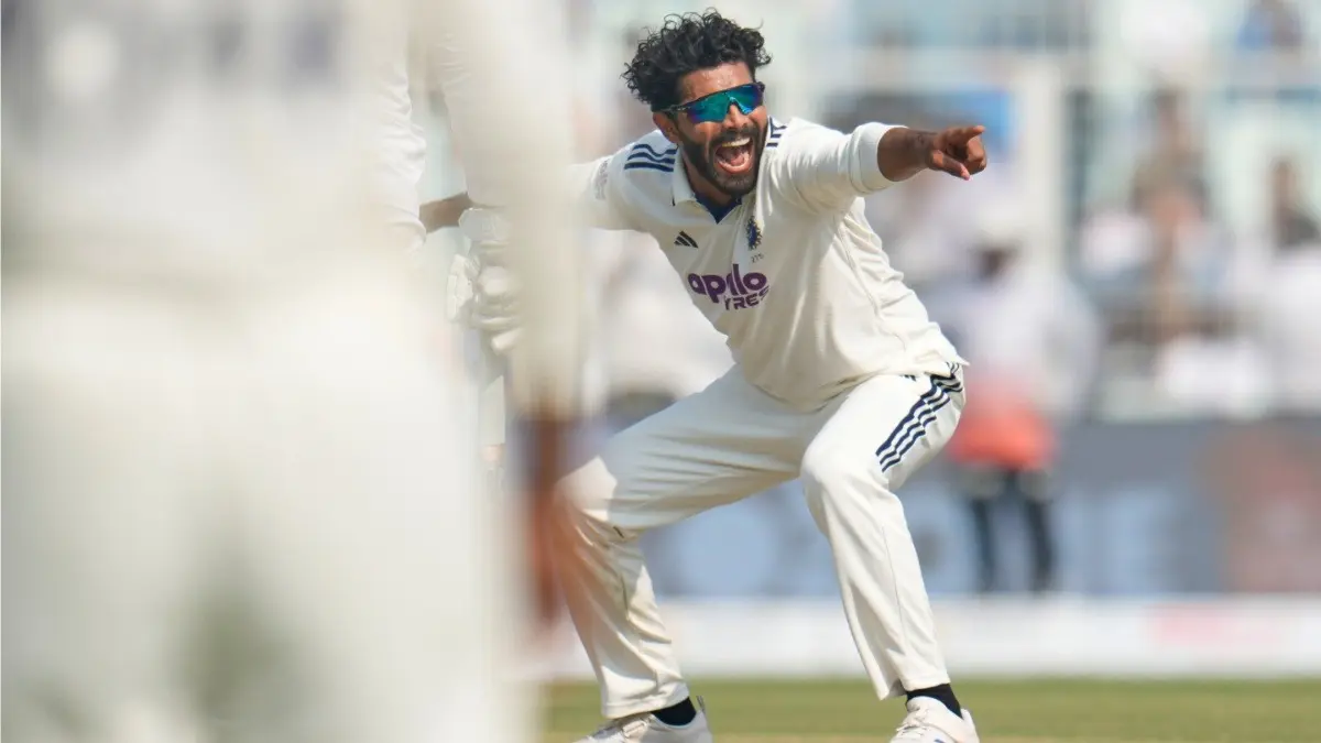 Despite India's Defeat To South Africa In Kolkata Test, Ravindra Jadeja Overtakes Harbhajan Singh To Claim Unique Milestone India's Ravindra Jadeja celebrates after taking a wicket against South Africa in Kolkata Test