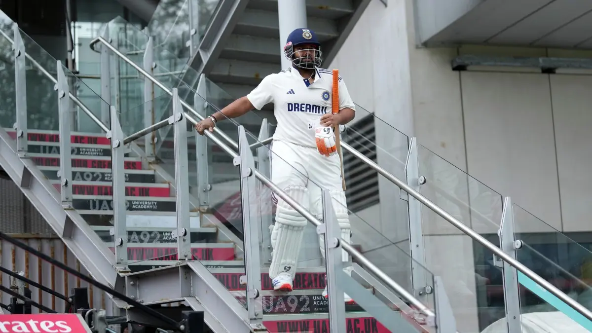 India's Rishabh Pant comes down for the batting during the second day of the fourth cricket test match between England and India at Emirates Old Trafford, Manchester