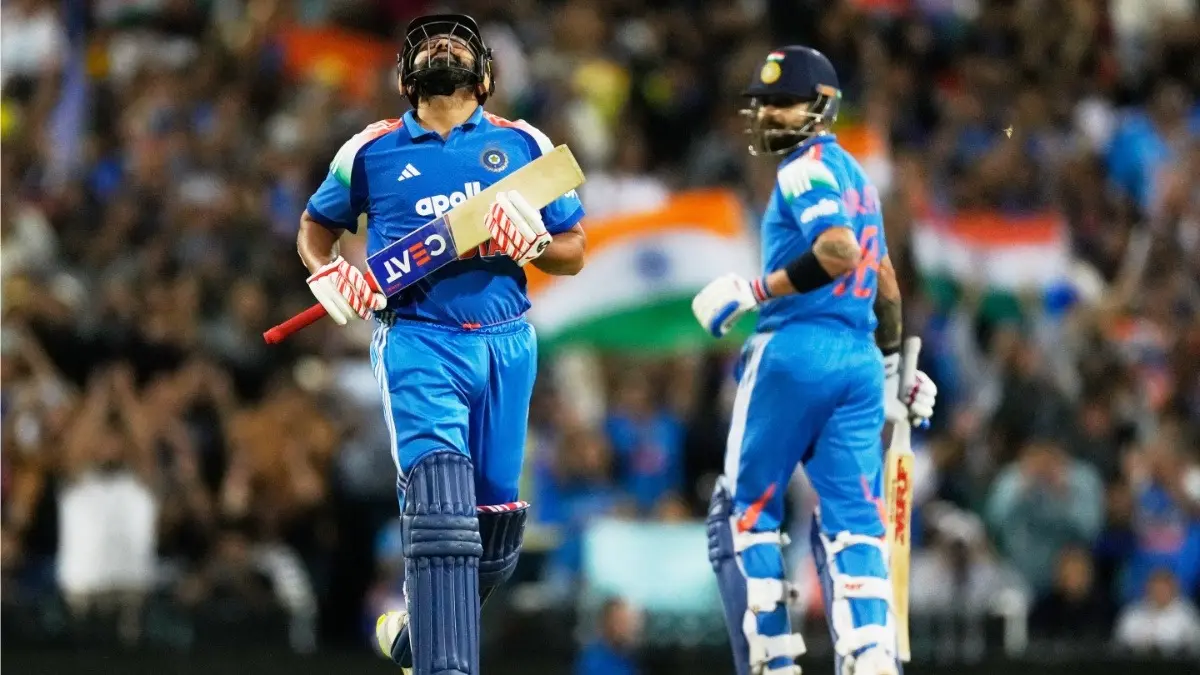 India's Rohit Sharma and Virat Kohli during third ODI match against Australia