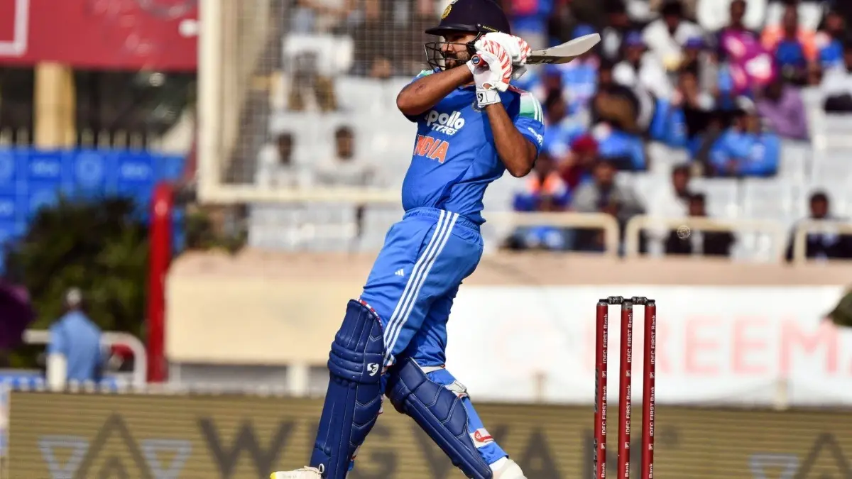India's Rohit Sharma plays a shot in the 1st ODI against South Africa