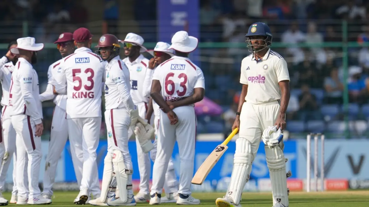 India's Sai Sudharsan walks off the field after getting dismissed against West Indies in Delhi Test