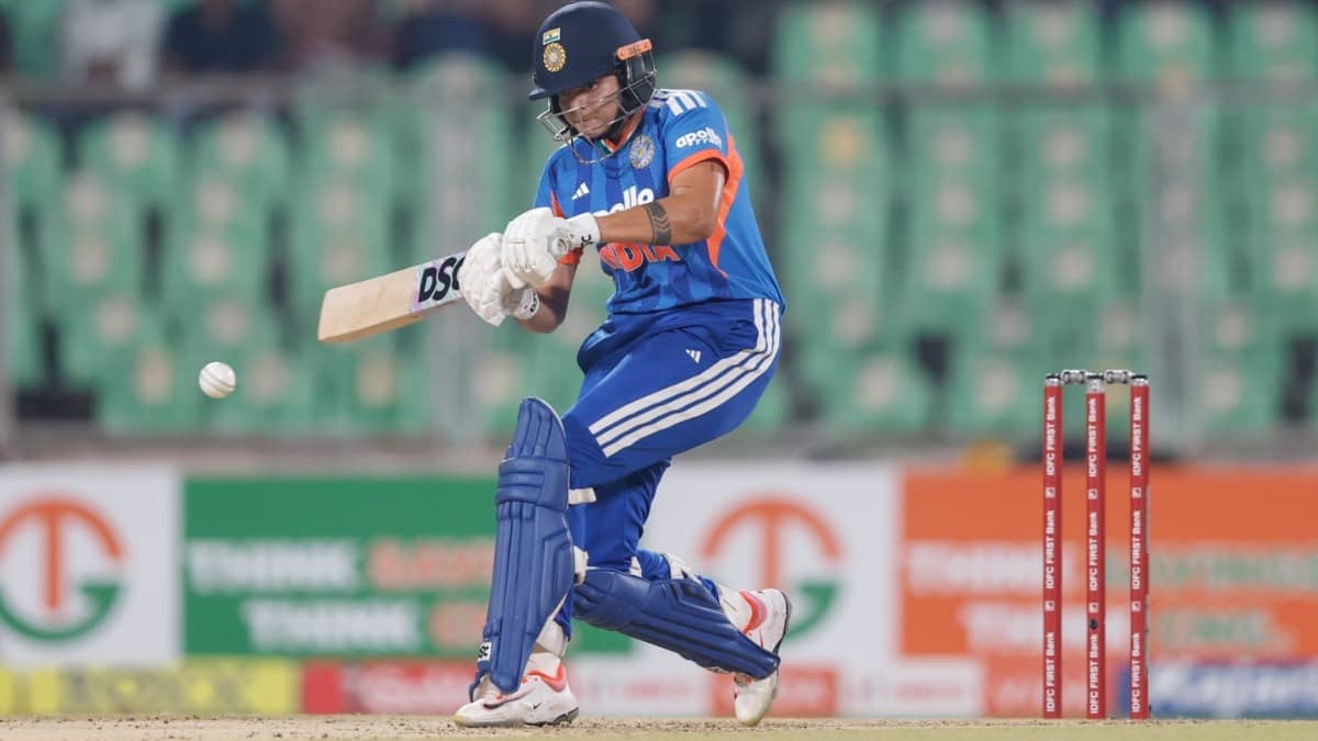 India's Shafali Verma in action against Sri Lanka in 4th T20Is