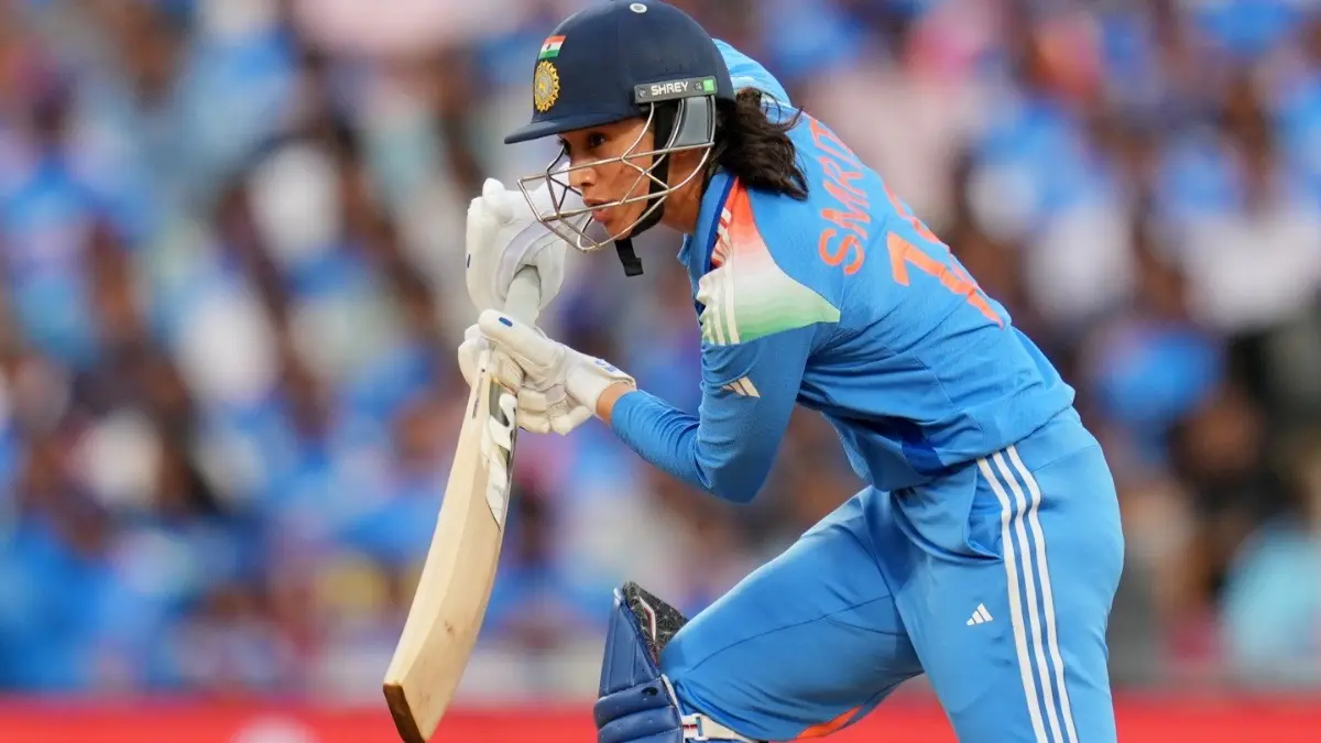 India's Smriti Mandhana in action against South Africa in the Women's World Cup 2025 Final