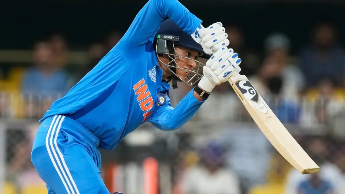 India's Smriti Mandhana in action at the Women's World Cup 2025