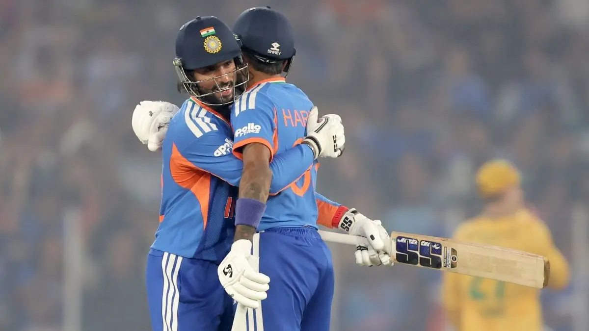 india vs south africa 5th t20 in ahmedabad hardik pandya and tilak varma fifty