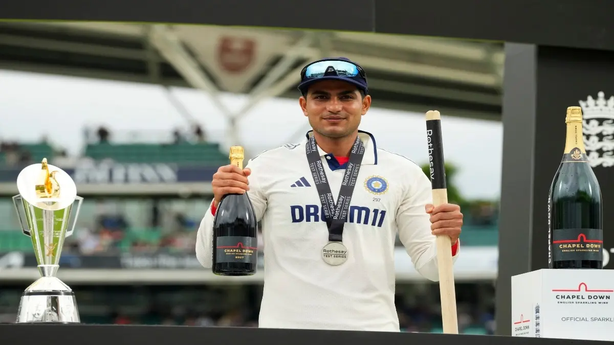Indian captain Shubman Gill with the Player of the Series awards