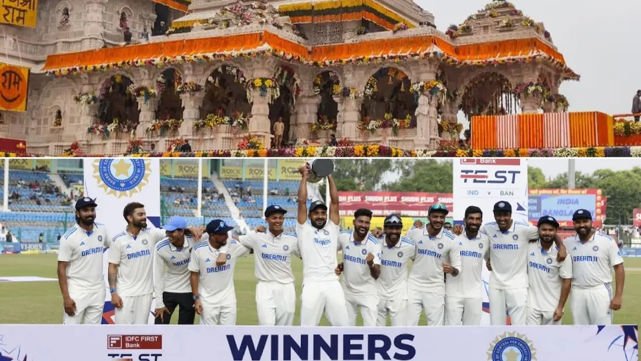 Indian cricketer Akash Deep offering prayers to lord Ram at Ram Temple