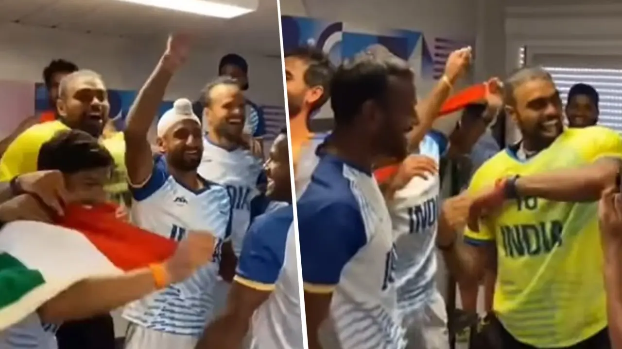Indian hockey team celebrates bronze medal with dance