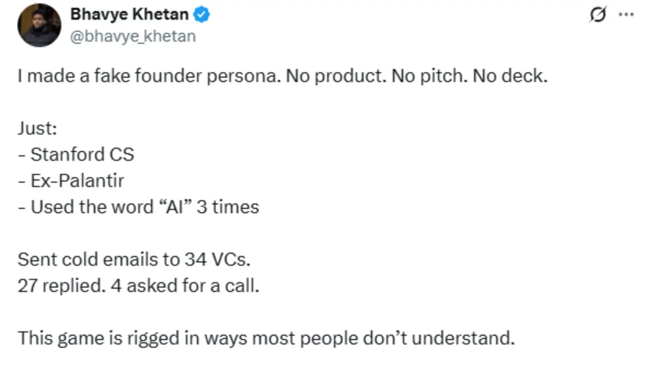 'I made a fake founder persona...' Indian-Origin Graduate's Shocking Confession Exposes Startup Funding Culture Indian-Origin Graduate's Shocking Confession Exposes Startup Funding Culture