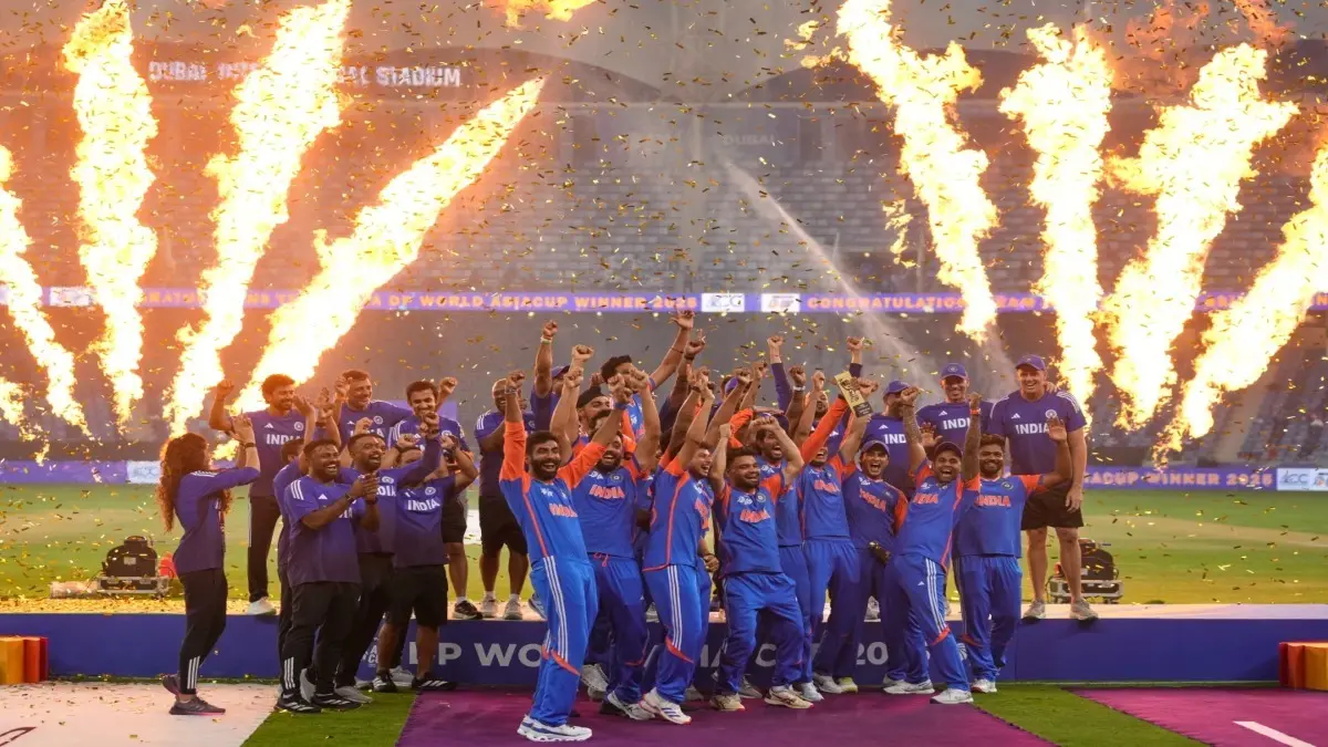 Indian players celebrate Asia Cup title in Dubai