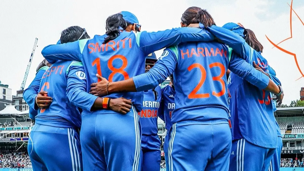 Indian players in a huddle during a game