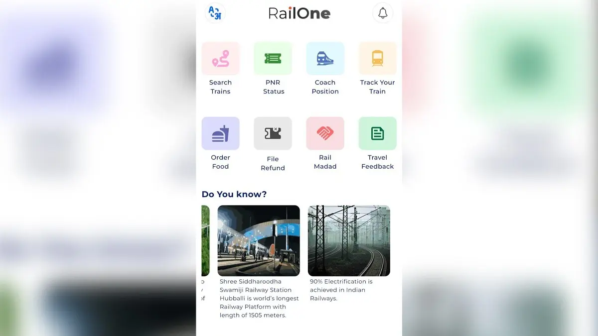 Booking Tickets Just Got Easier! Indian Railways Launches New ‘RailOne’ App Indian Railways Launches RailOne App: Here's How to Use it for Ticket Booking, PNR Tracking and Food Delivery Onboard